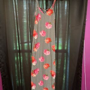 Long Striped Floral Dress